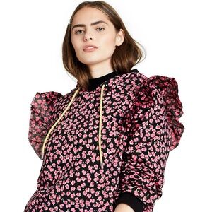 Sandy Liang x Target Floral Print Ruffle Hooded Sweatshirt - Size XS